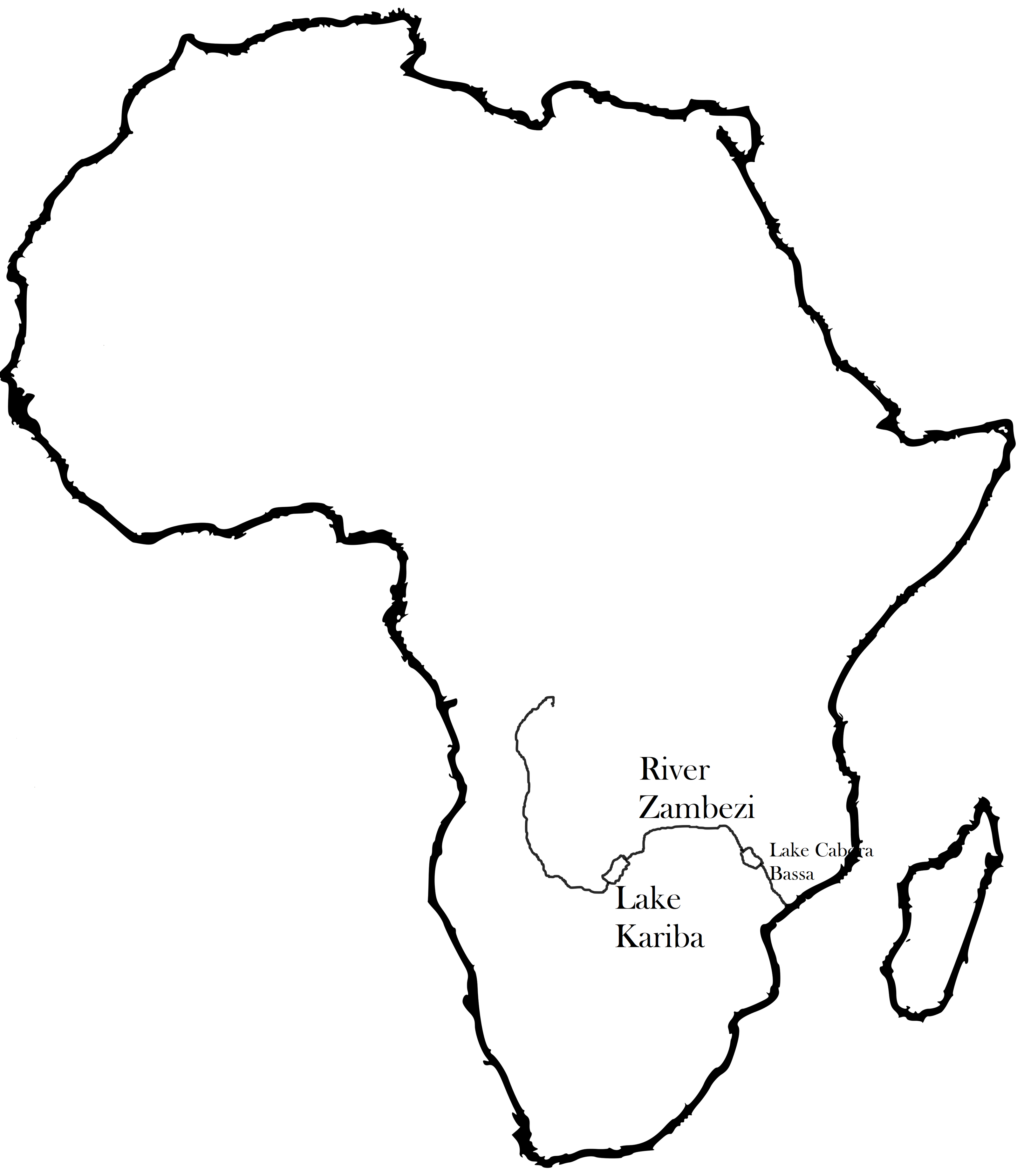 Map showing River Zambezi and Lake Kariba
